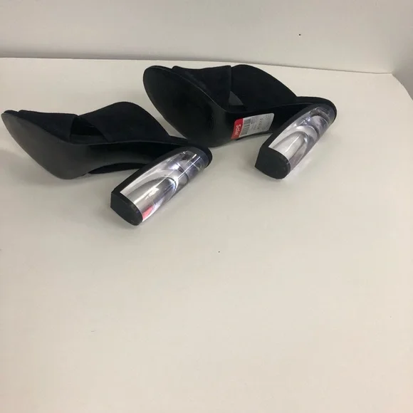 KENDALL+ KYLIE KARMEN SUEDE CRISSCROSS SLIP ON MULE CLEAR BLOCK HEELS SIZE 8 - Picture 4 of 8